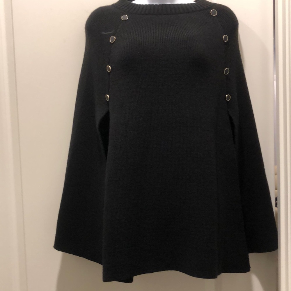 NAF NAF black cape crew neck sweater, size O/S Le Grand design in France, NEW